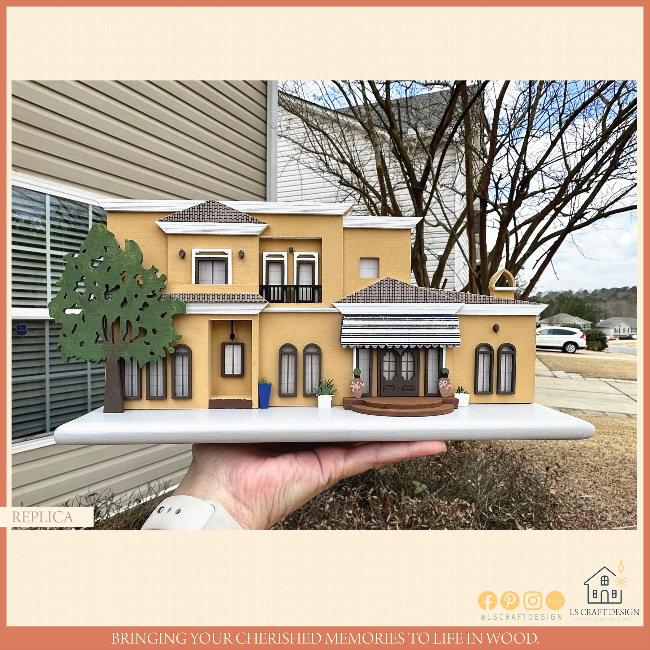 Realtor Closing Gift for Clients, Hand Painted Wooden House, House Portrait Replica, Christmas Gifts, House Miniature, New Home Gift