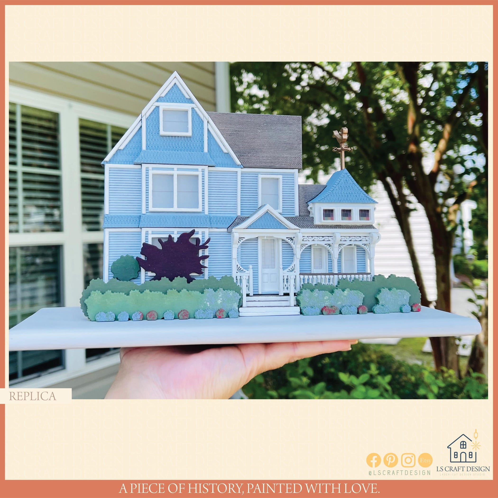 Custom First Home Portrait, 3D Wooden Miniature House Replica