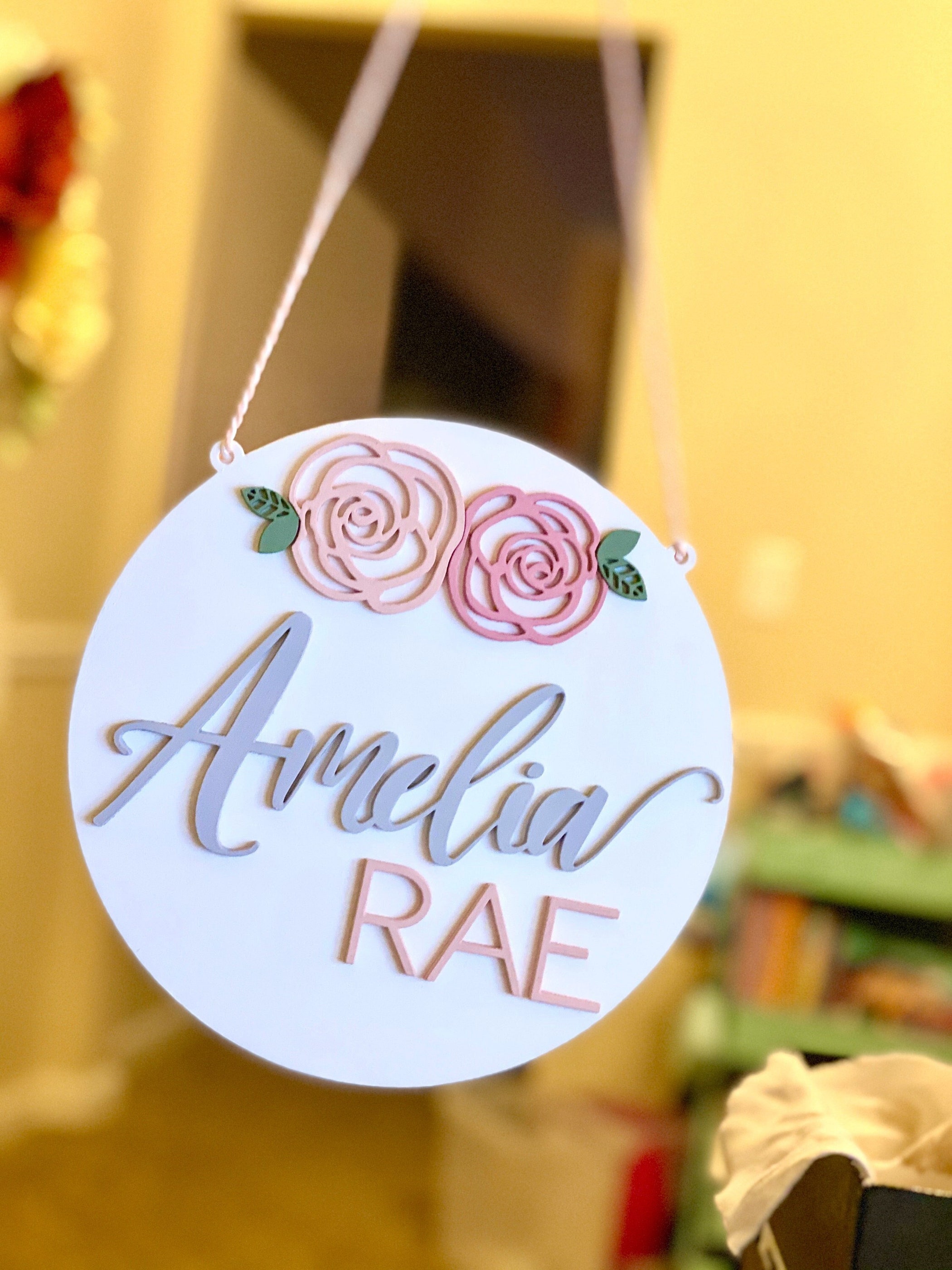 Custom Floral Wood Name Sign, Baby Nursery Decor, Maternity Photo Prop