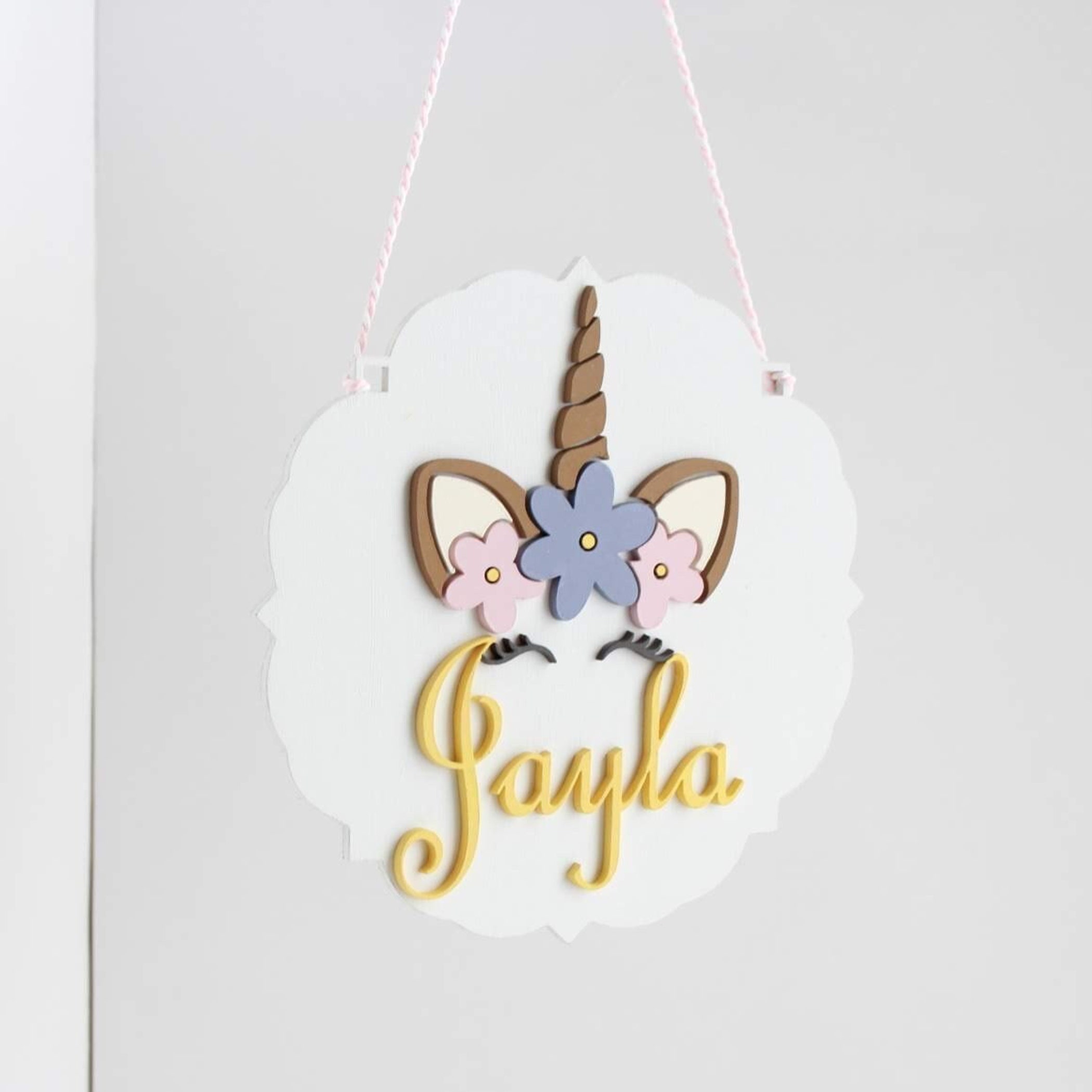 Custom Unicorn Name Sign, 3D Laser Cut Wood, Nursery Decor