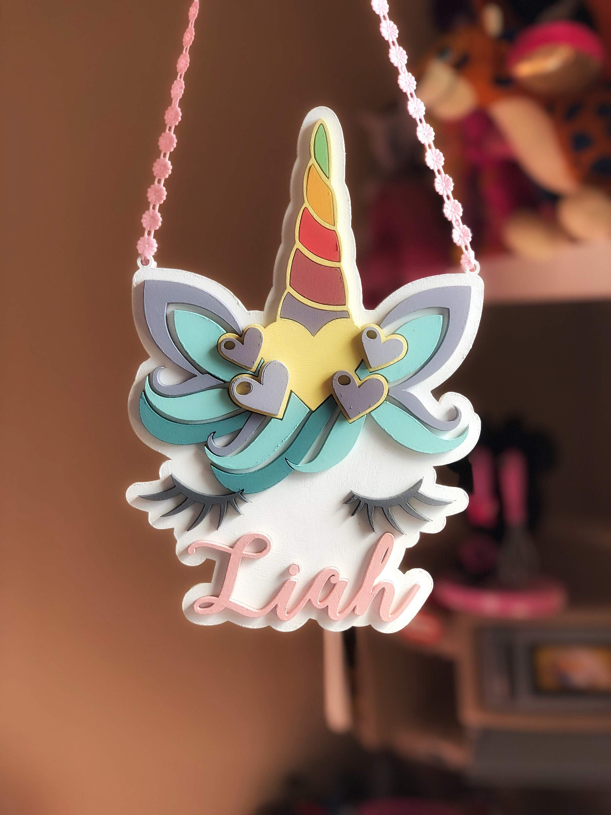 Custom Unicorn Name Sign, Laser Cut Wood, Nursery Decor