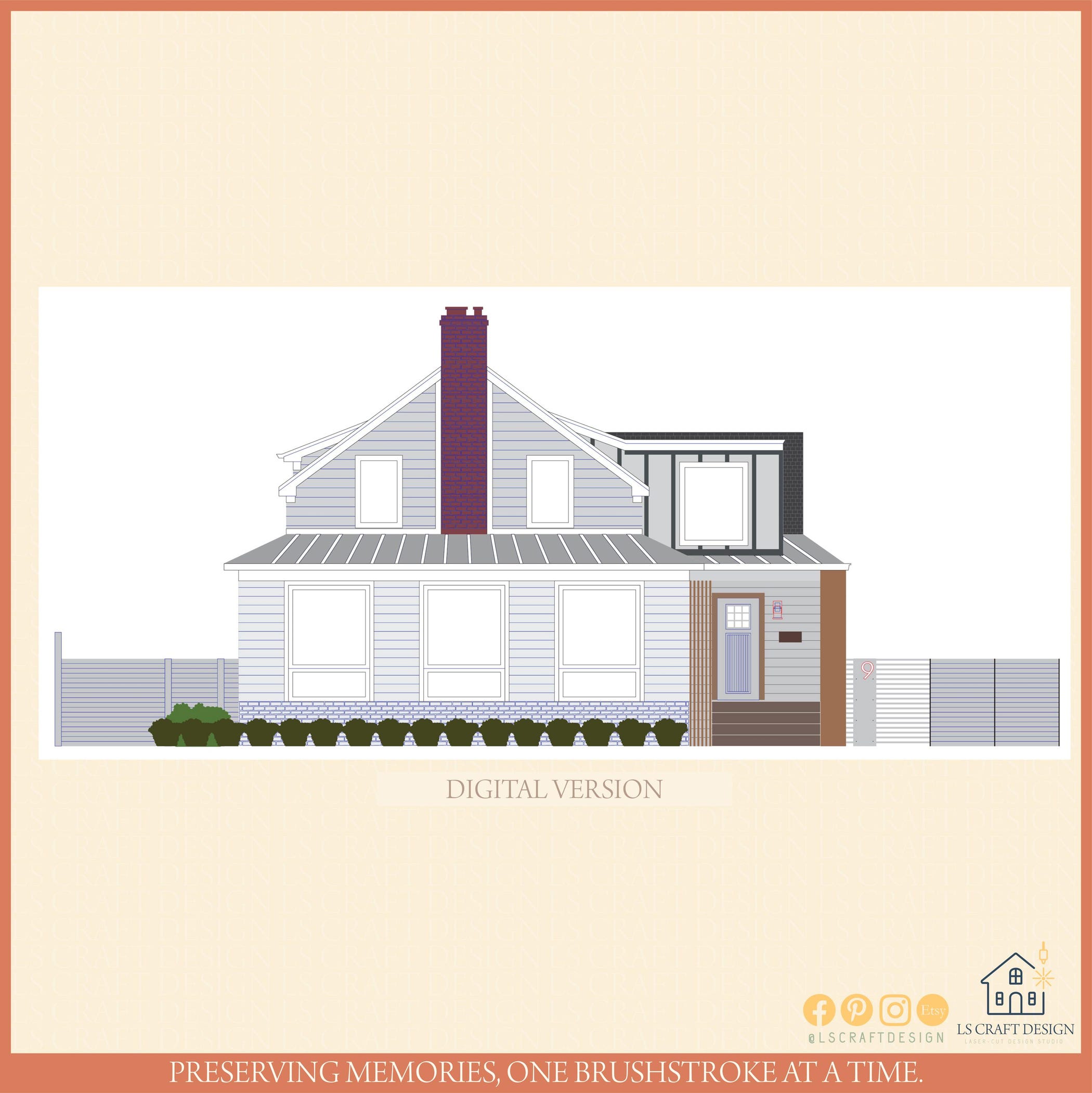 Custom House Portrait SVG File, Laser Cut, Multilayer (digital Download)