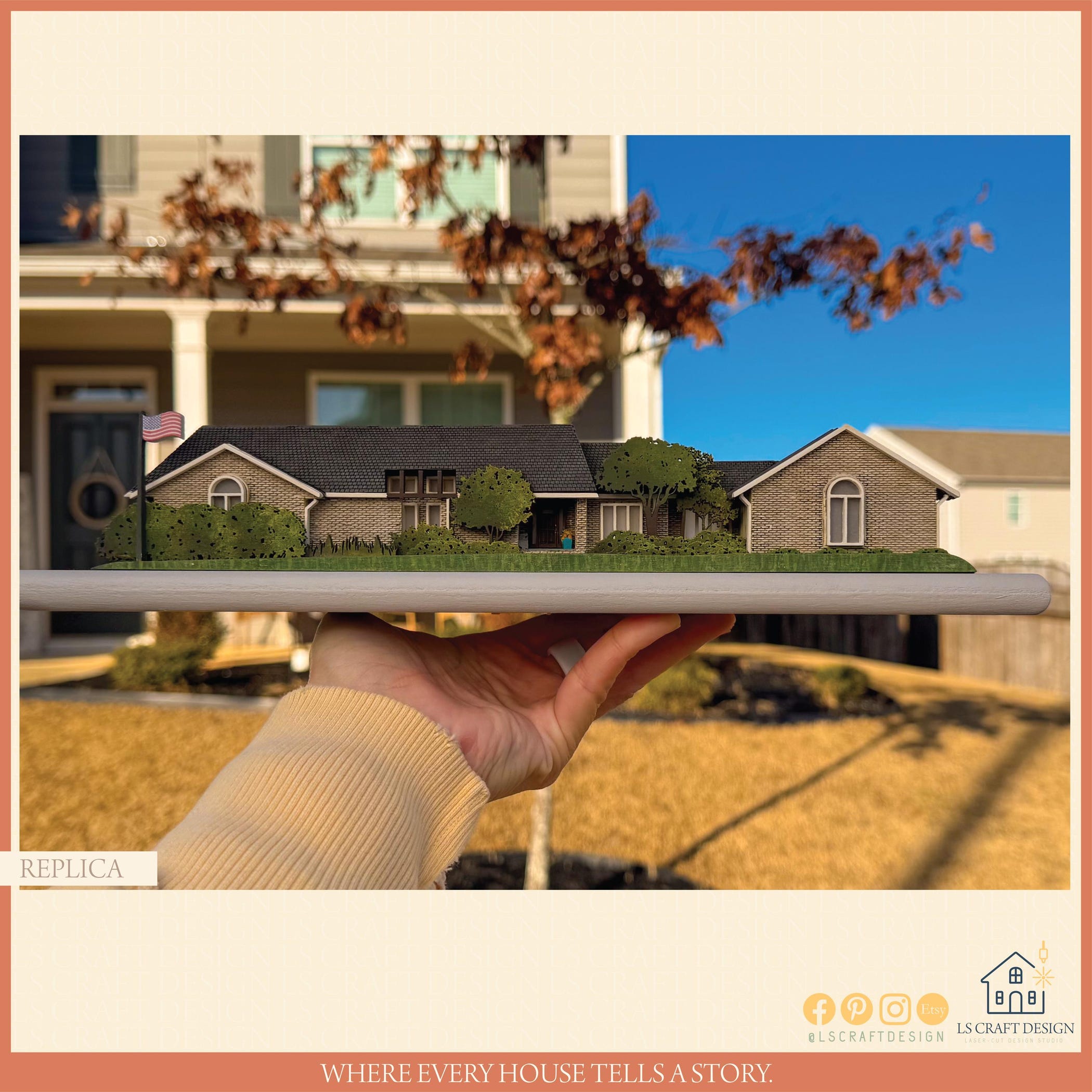 Custom Wood House Miniature, Personalized Home Portrait, Real Estate Gift